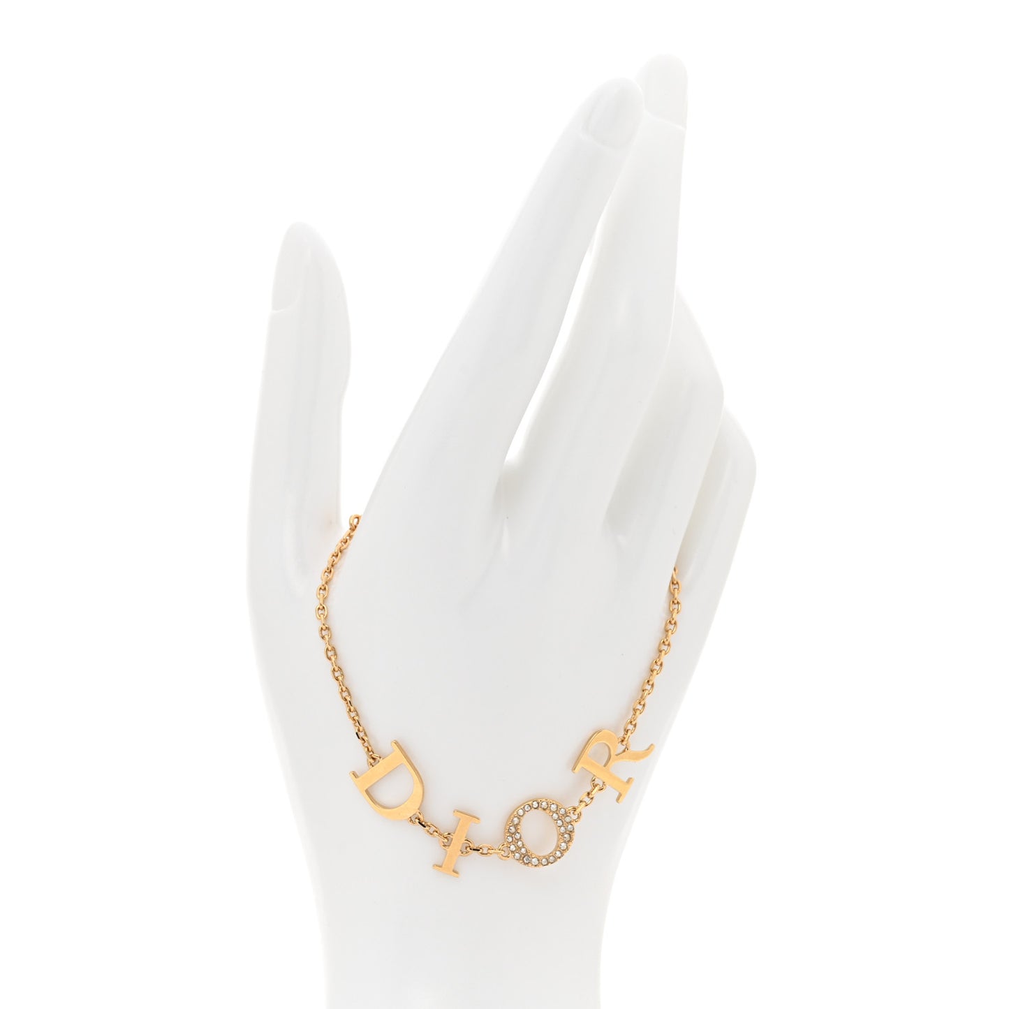 Metal Crystal Letters Bracelet  Gold