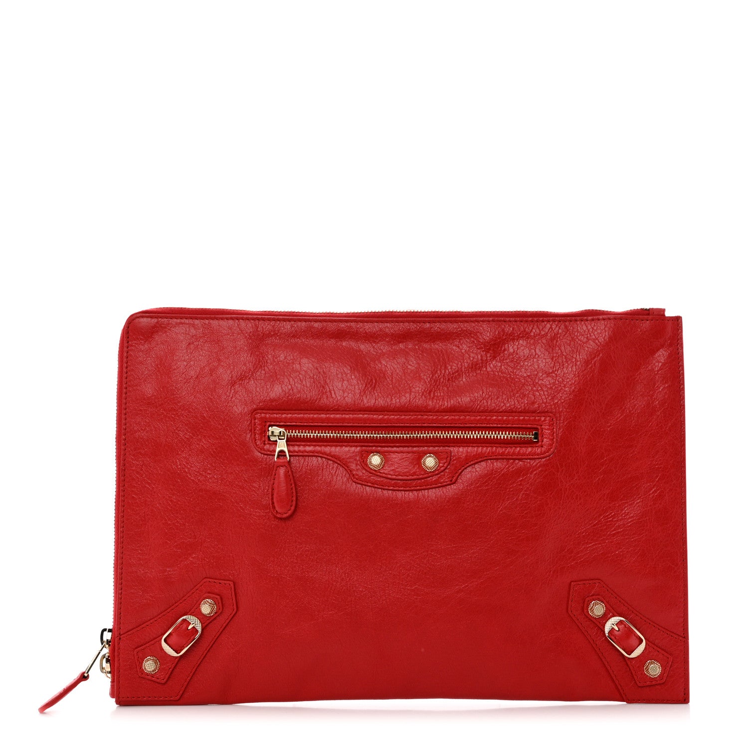 Balenciaga Agneau Stadio Giant 12 Gold Hardware Pouch Rouge Cardinal 1 of 7