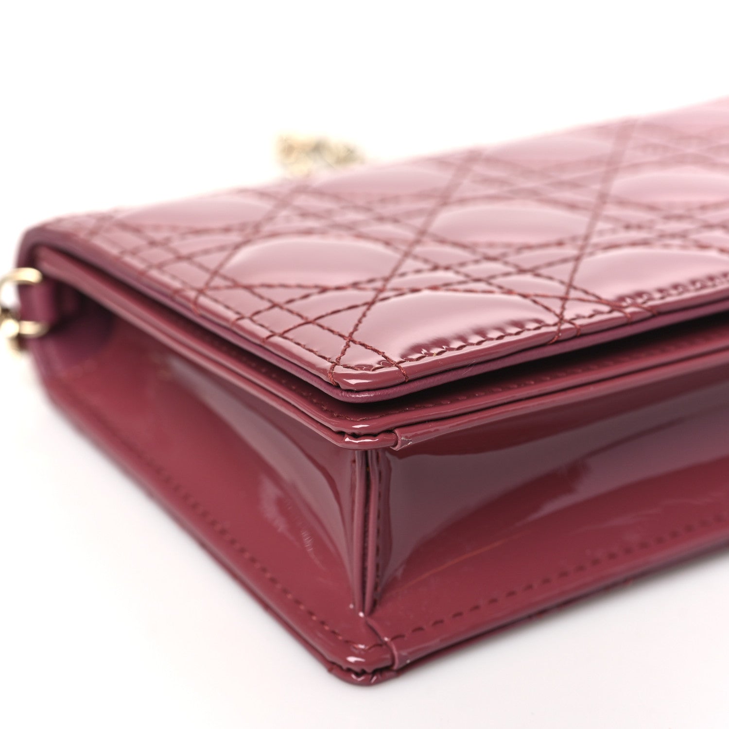 Christian Dior Patent Cannage Lady Dior Convertible Clutch  Mallow Rose 10 of 12