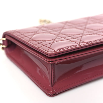 Christian Dior Patent Cannage Lady Dior Convertible Clutch  Mallow Rose 10 of 12