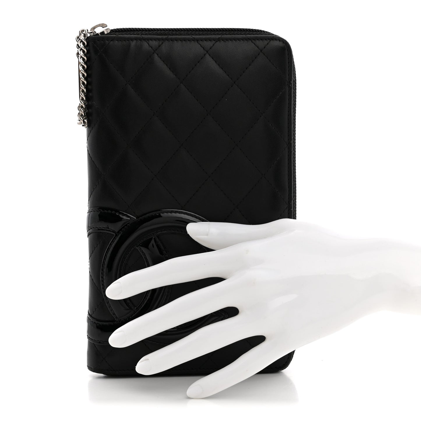 Calfskin Cambon Zip Around Organizer Wallet Black