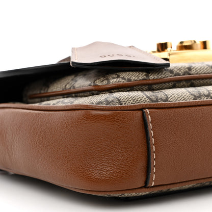 Gucci GG Supreme Monogram New Sakai Lux Calfskin Mini Padlock Flap Pocket Shoulder Bag Beige Ebony Black Cuir 9 of 10