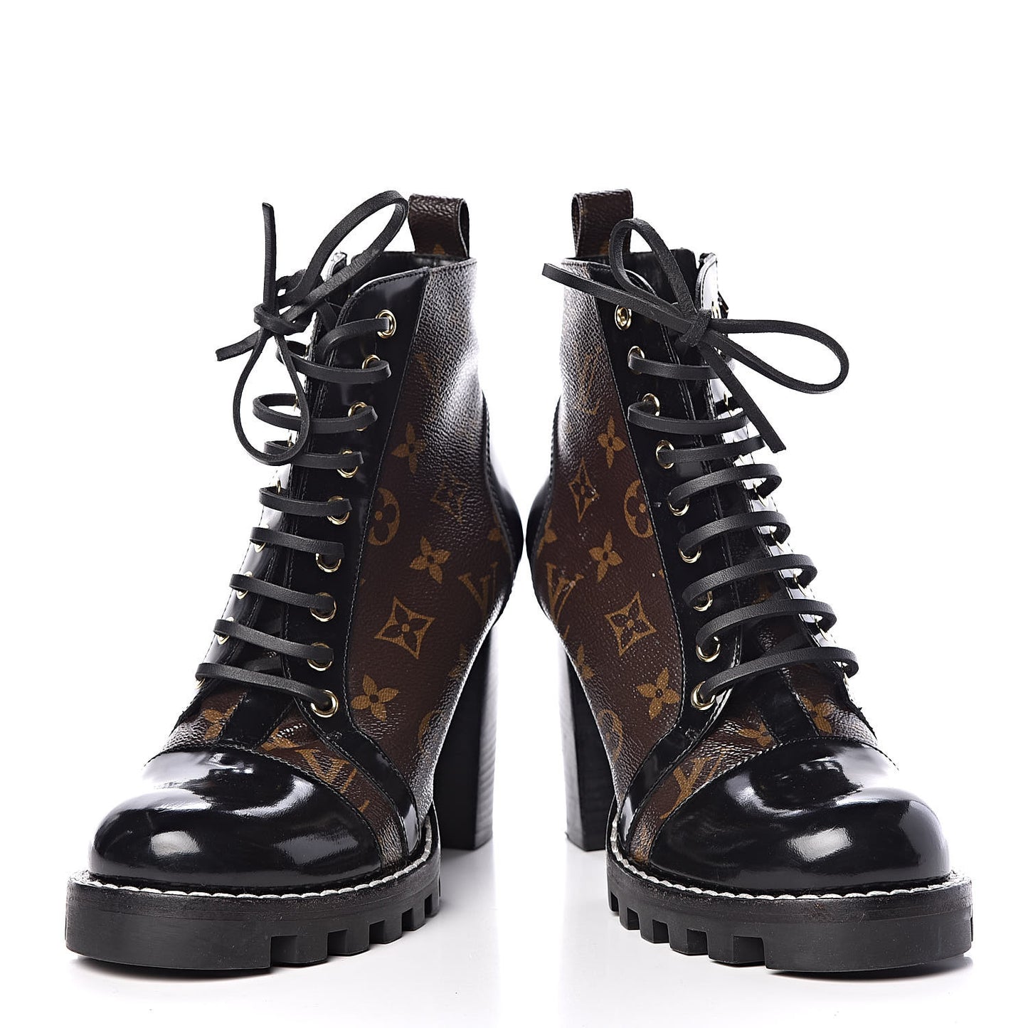 Patent Calfskin Monogram Star Trail Ankle Boots 39 Black