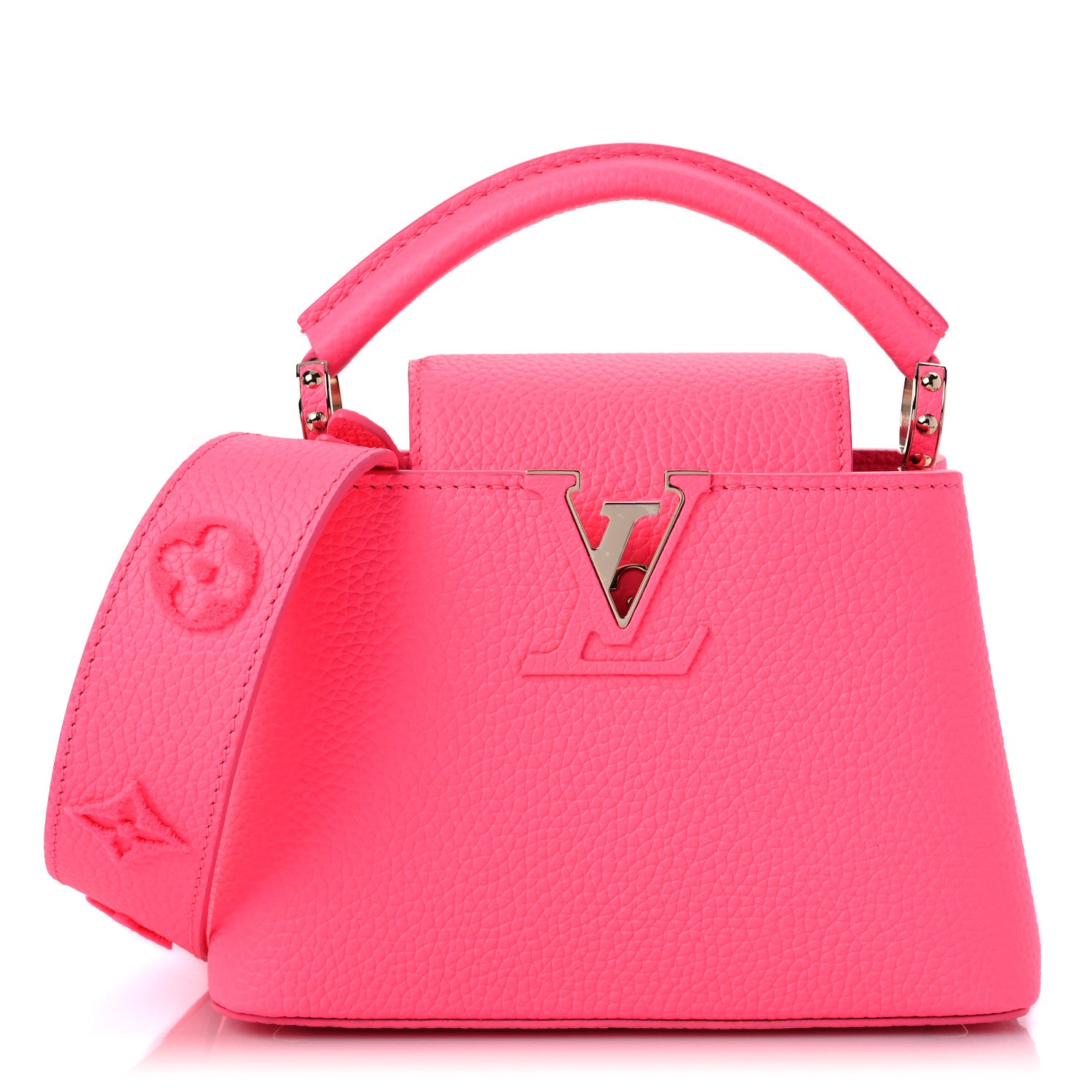Louis Vuitton Taurillon Monogram Tuffetage Capucines Mini Fluo Pink 1 of 7