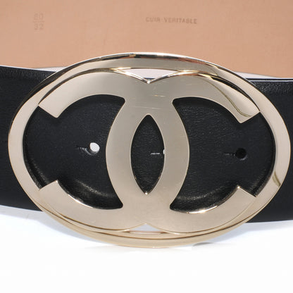 Chanel Leather CC Logo Belt 80 32 Black 4 of 6