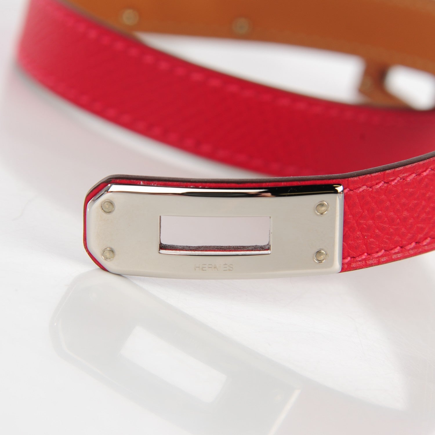 Hermes Epsom Kelly Double Tour Bracelet S Rouge Casaque 4 of 8