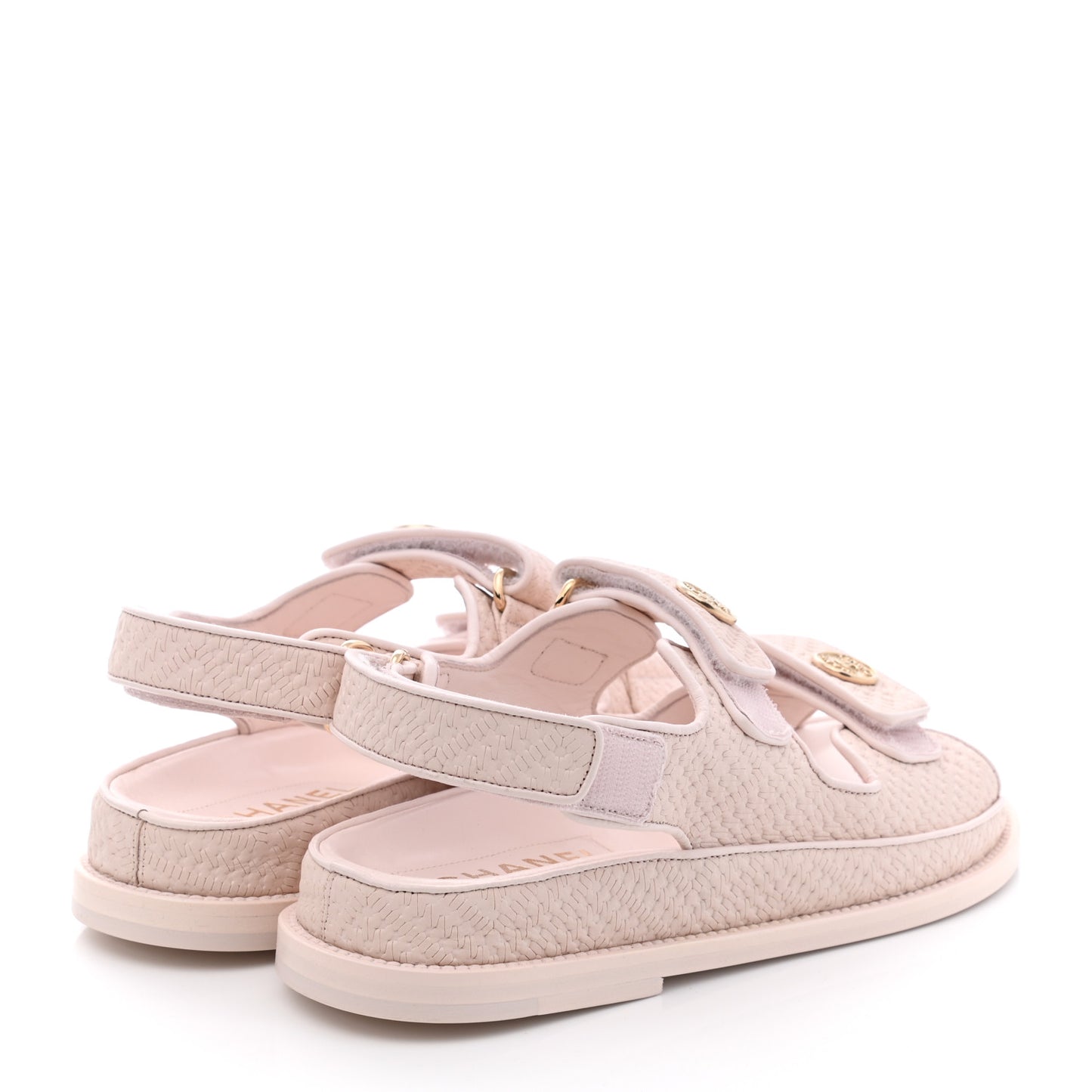 Calfskin Printed Velcro Dad Sandals 37 Pink