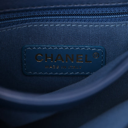 Chanel Calfskin Quilted Small Gold Top Handle Flap Blue 6 of 13