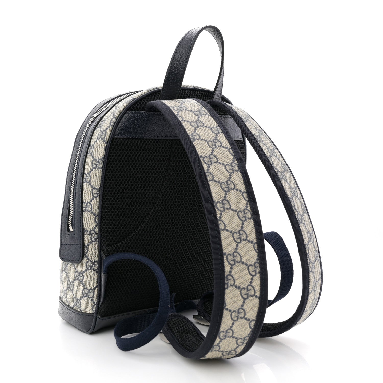 Gucci GG Supreme Monogram Textured Dollar Calfskin Web Small Ophidia Day Backpack Beige Blue Black 3 of 10