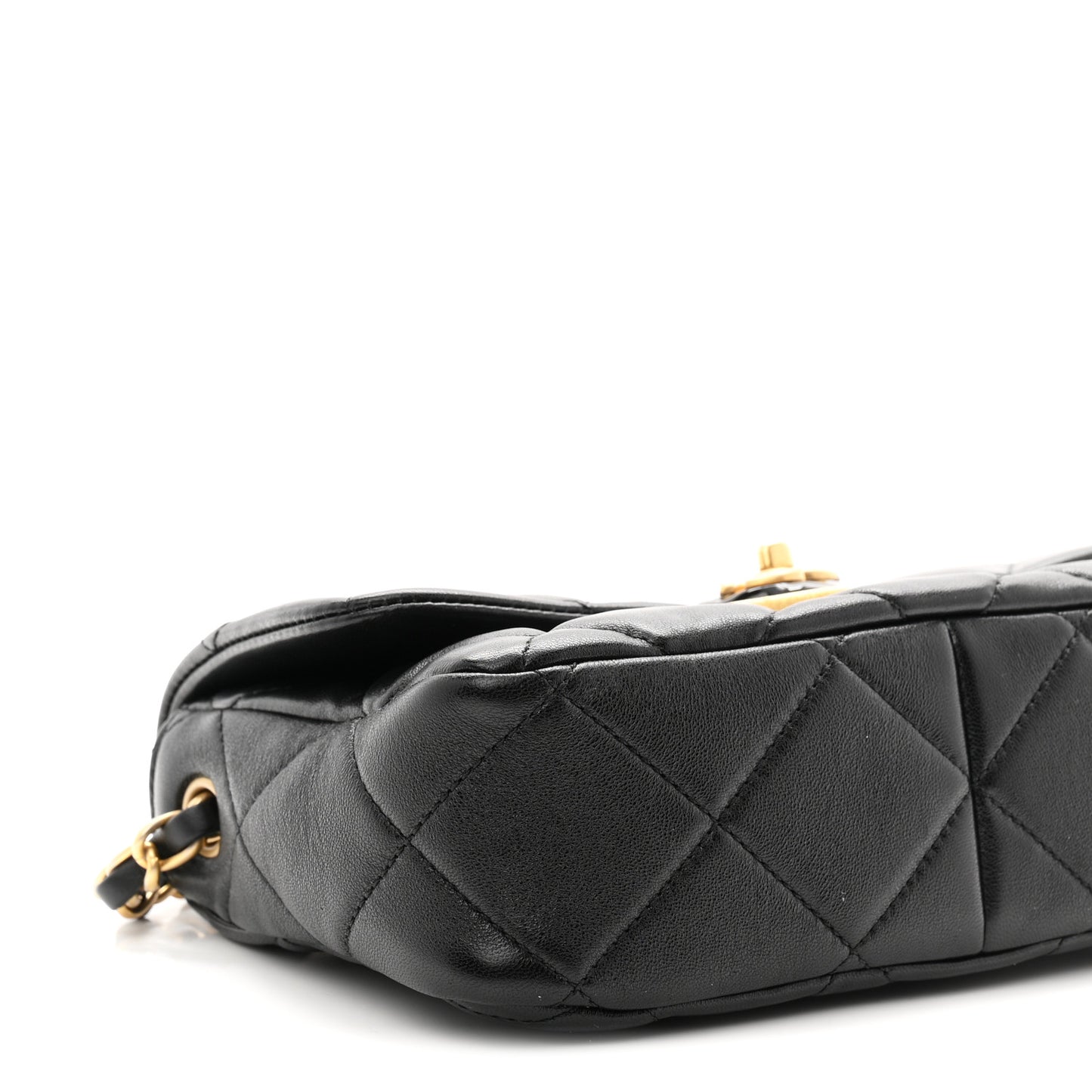 Lambskin Plexiglass Quilted Coco Love Flap Black