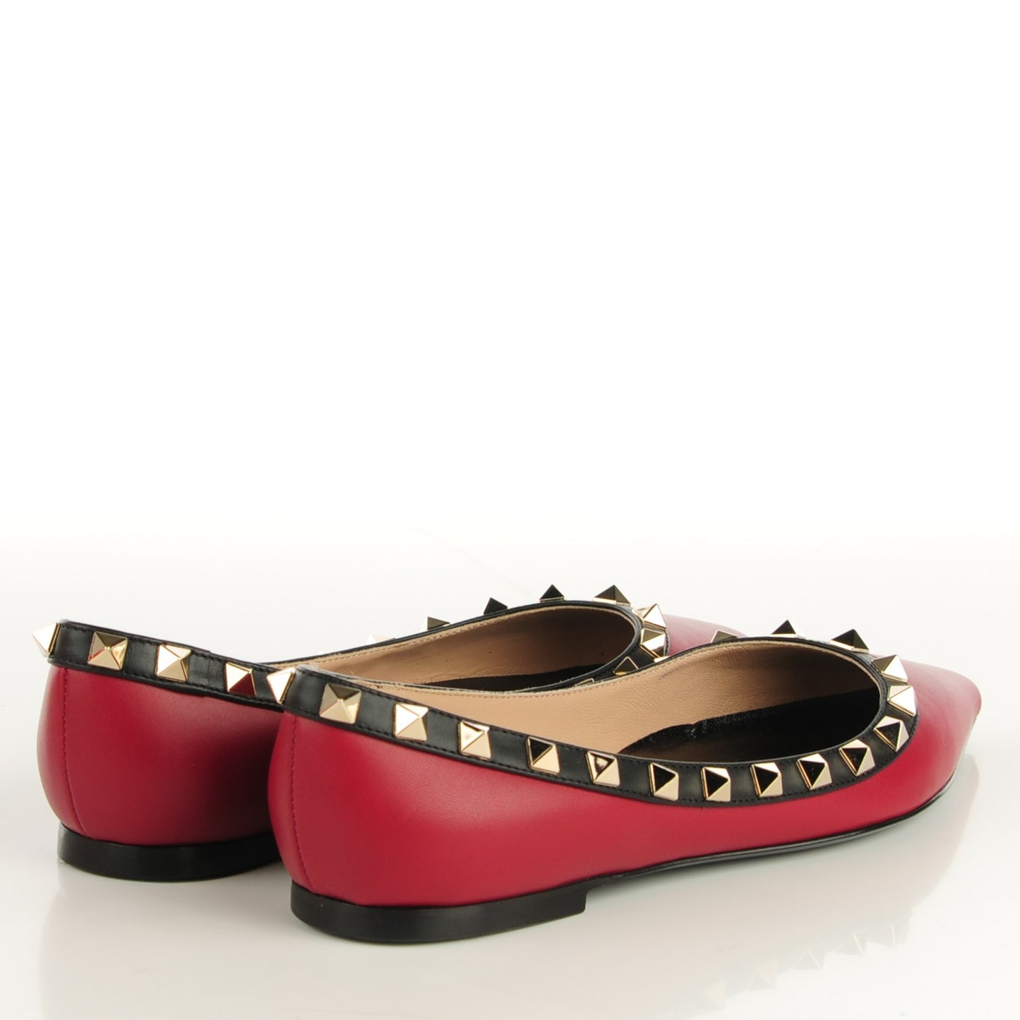 Nappa Rockstud Ballerina Flats 35 Scarlet Black