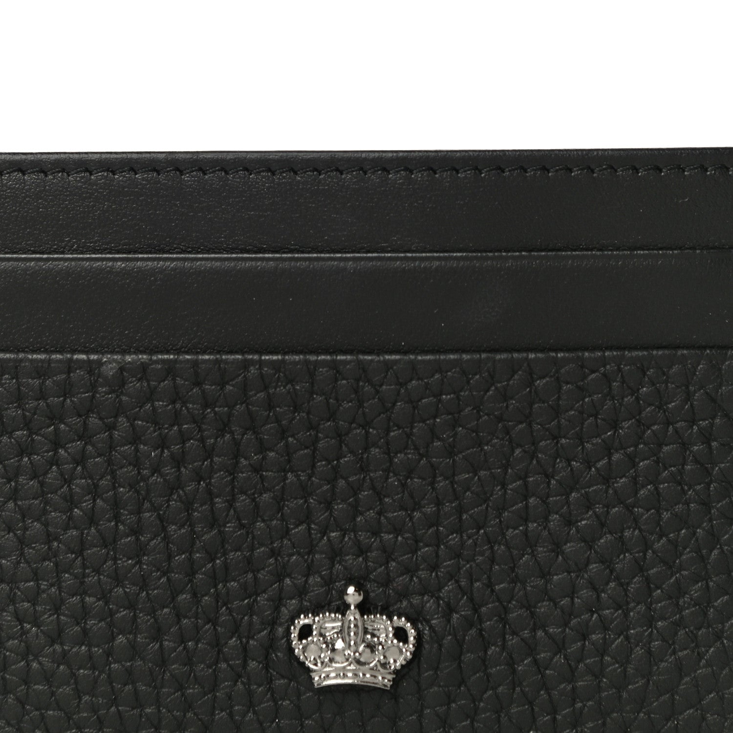 Dolce & Gabbana Grained Deerskin Crown Card Holder Black 8 of 11