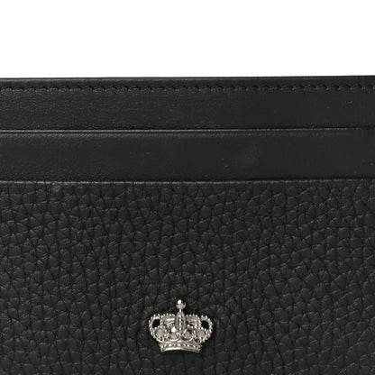Dolce & Gabbana Grained Deerskin Crown Card Holder Black 8 of 11