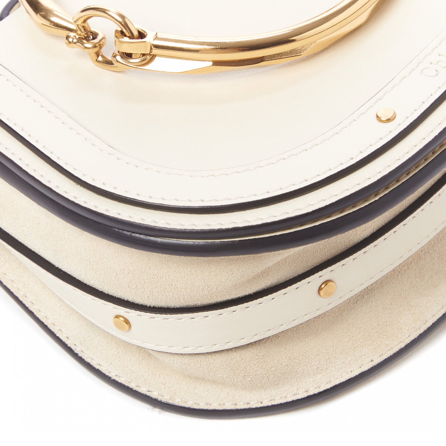 Calfskin Suede Small Nile Bracelet Bag Off White