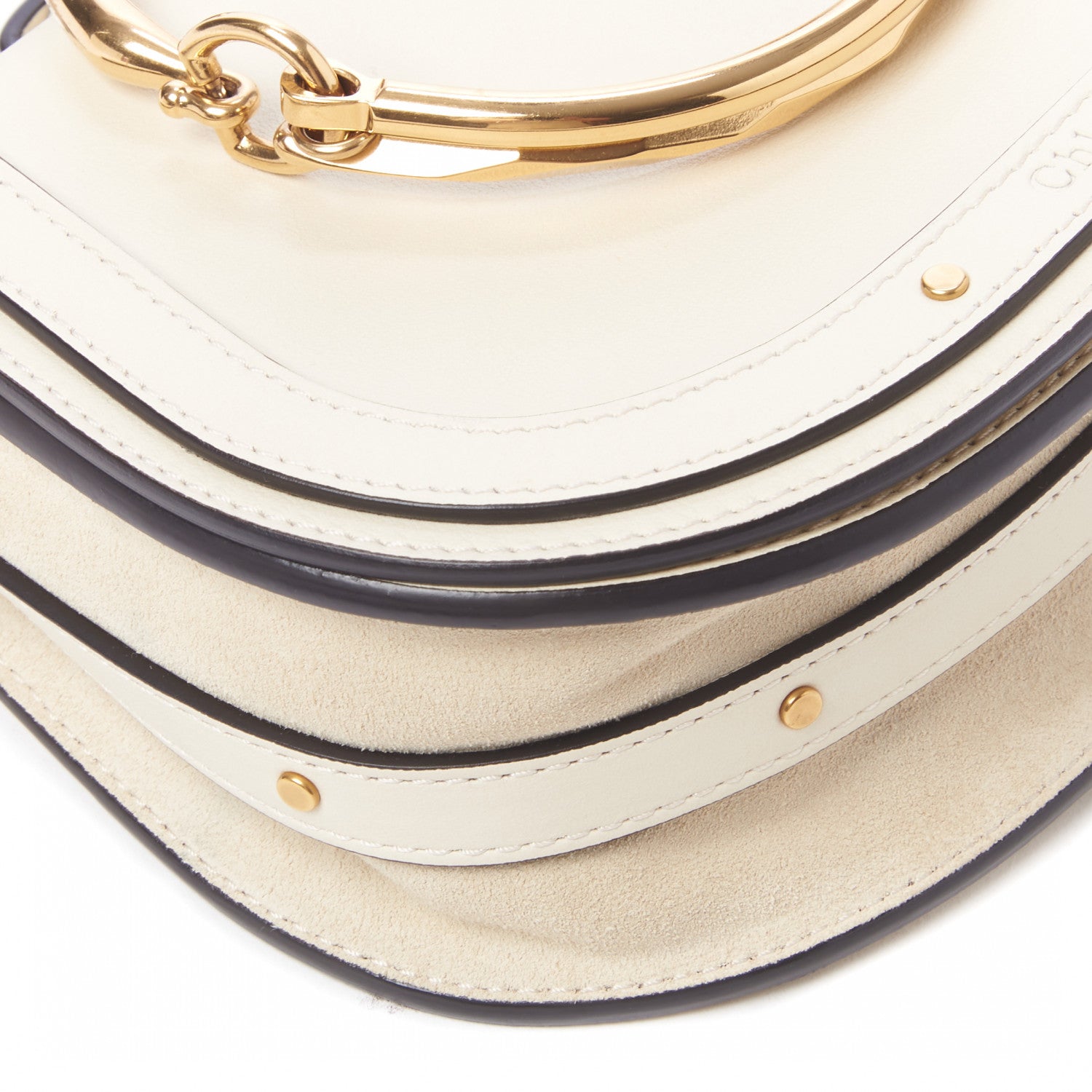 Chloe Calfskin Suede Small Nile Bracelet Bag Off White 6 of 9