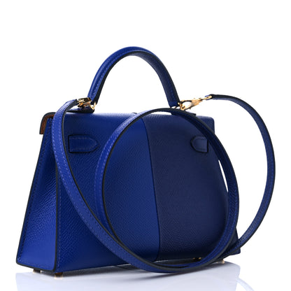 Hermes Epsom Casaque Mini Kelly Sellier 20 Bleu Encre Bleu Electrique Gold 3 of 10