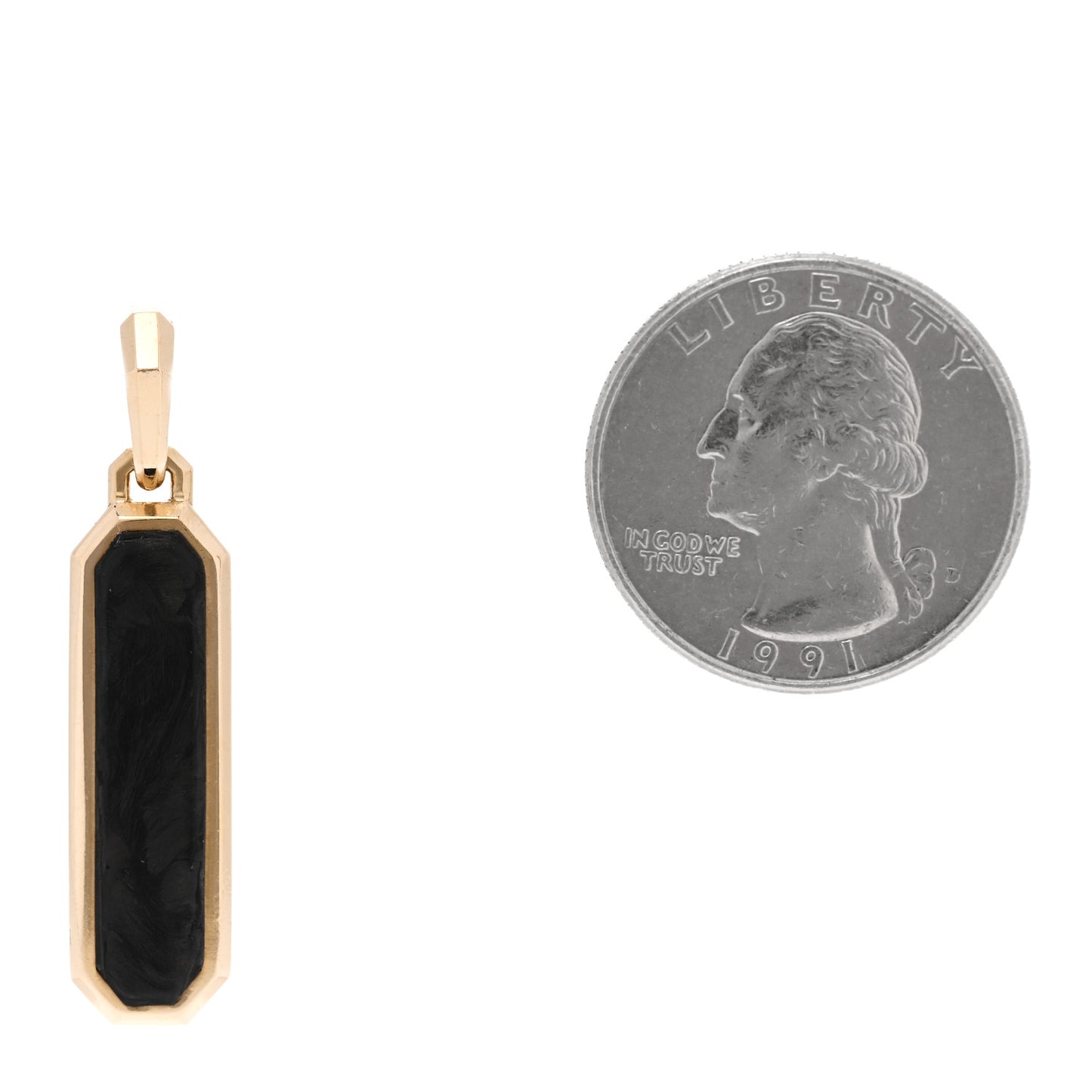18K Yellow Gold Forged Carbon Ingot Tag Pendant
