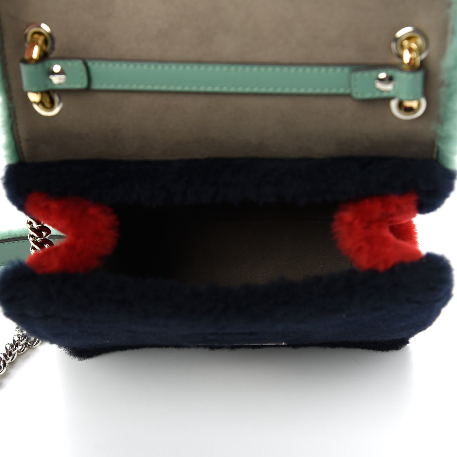 Fendi Shearling Vitello Century F is Fendi Small Kan I Shoulder Bag Verde Acqua Black Mosto 5 of 10