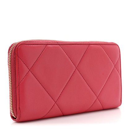 Chanel Lambskin Quilted Chanel 19 Zip Around Wallet Pink 3 of 19