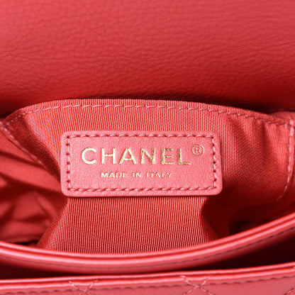 Chanel Calfskin Quilted Top Handle Flap Dark Pink 8 of 12