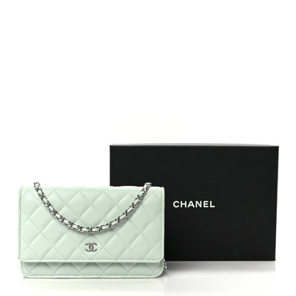 Chanel Caviar Quilted Wallet on Chain WOC Light Blue 23 of 23