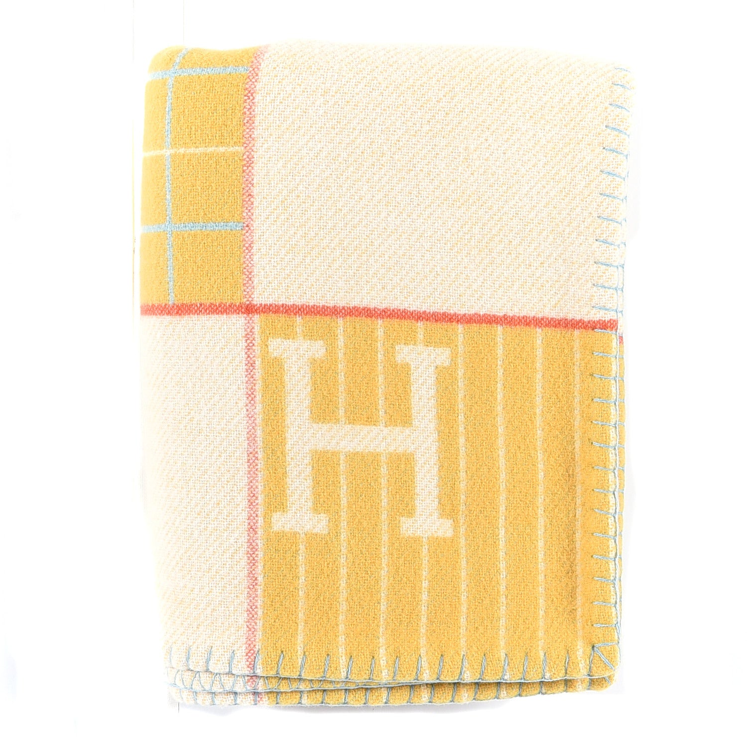 Hermes Wool Cashmere Avalon Passe-Passe Blanket Miel 1 of 3
