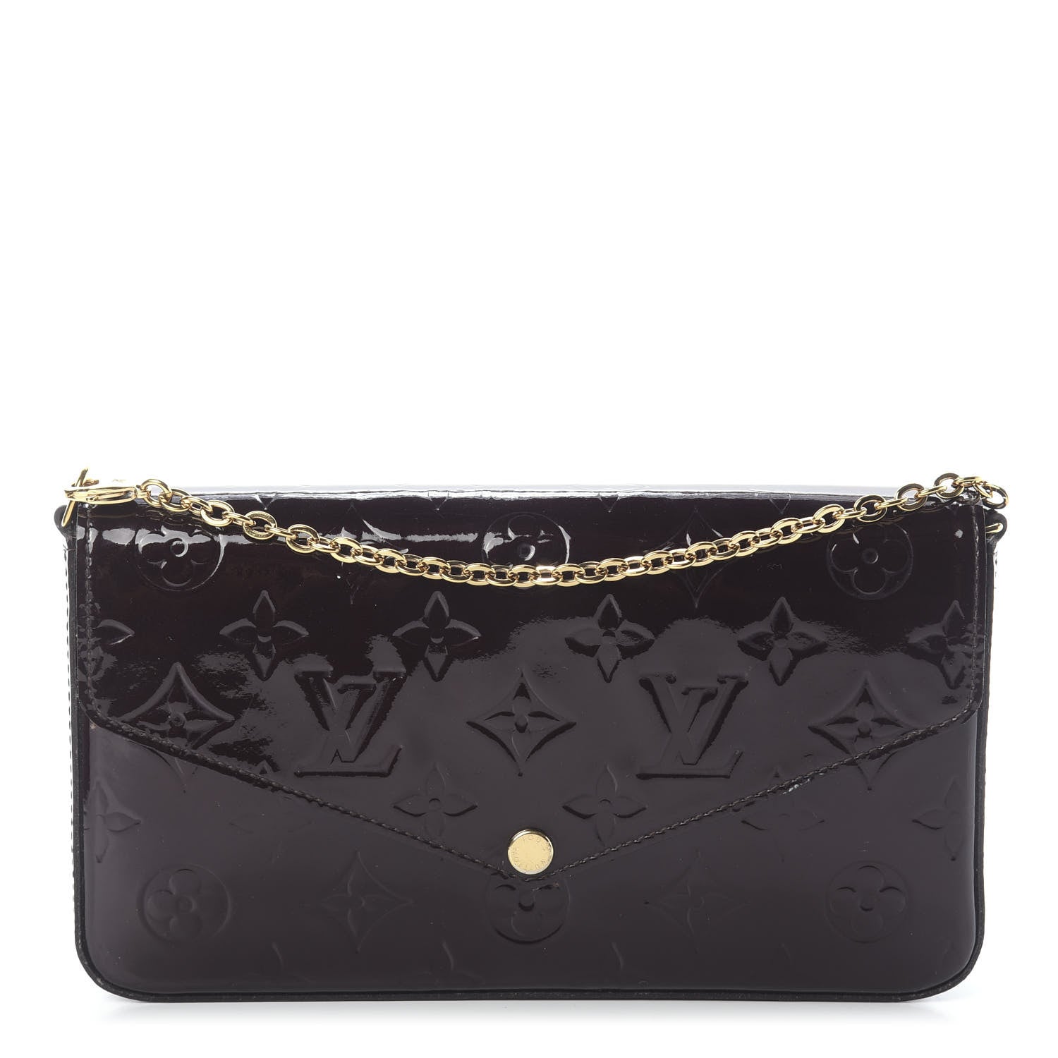 Louis Vuitton Vernis Pochette Felicie Chain Wallet Amarante 1 of 9