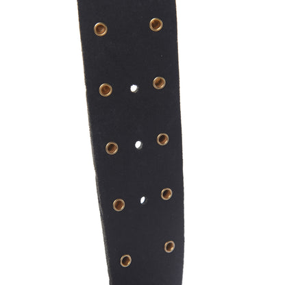 Gucci Calfskin Leaf Print Studded Double G 40mm Belt 95 38 Black Gold 5 of 5