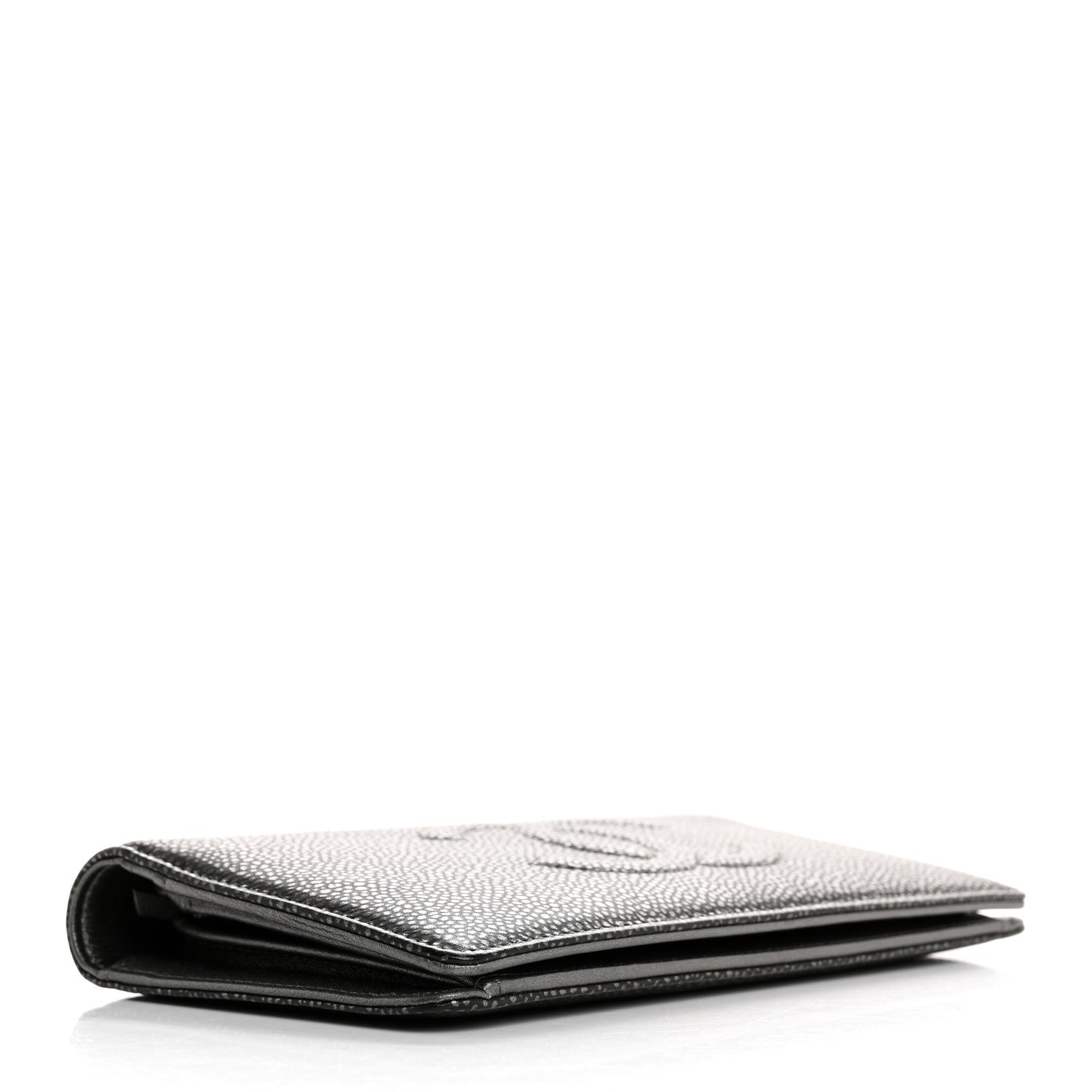 Chanel Metallic Caviar Timeless CC Yen Wallet Dark Silver 4 of 9