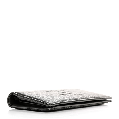 Chanel Metallic Caviar Timeless CC Yen Wallet Dark Silver 4 of 9