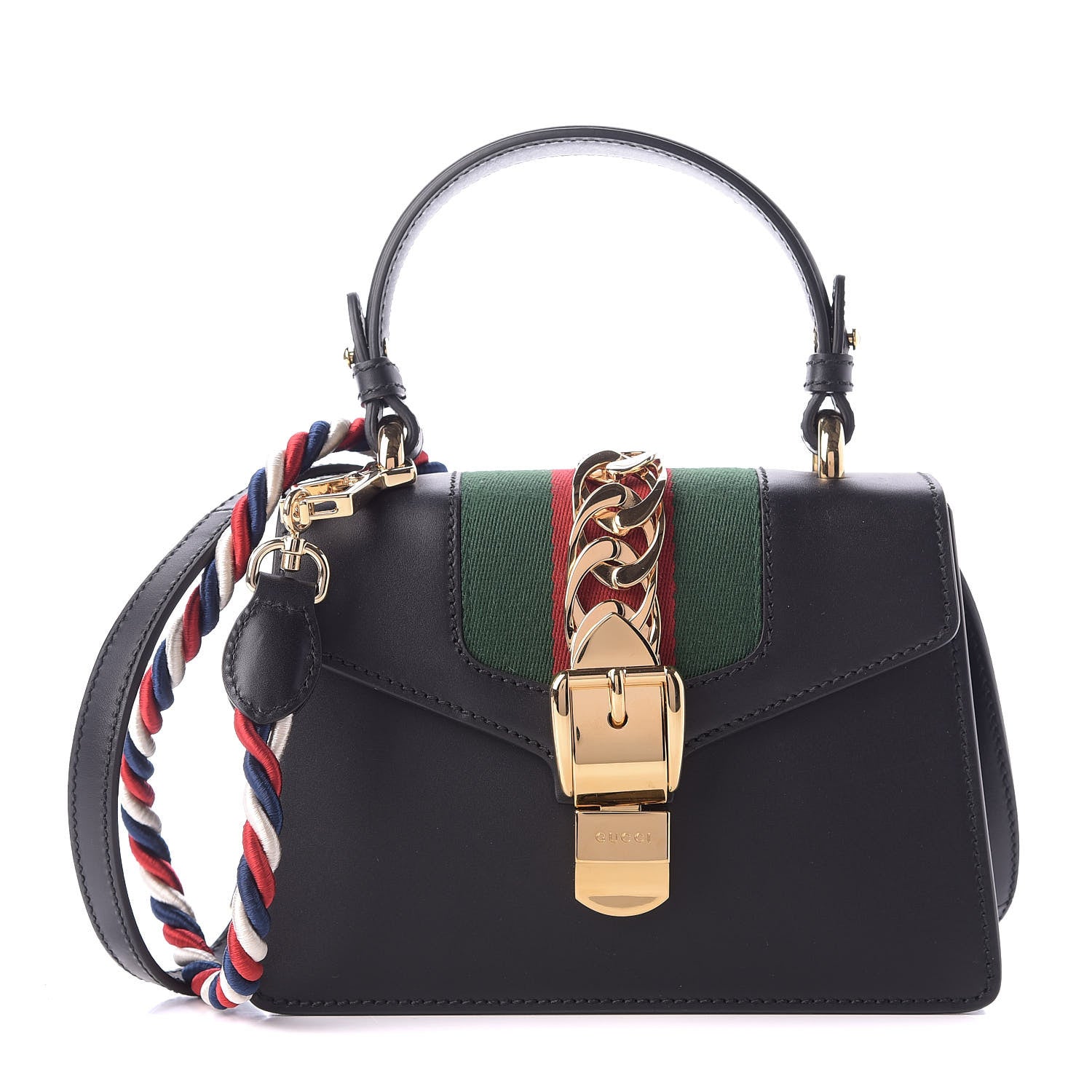 Gucci Calfskin Mini Sylvie Top Handle Bag Black 1 of 9