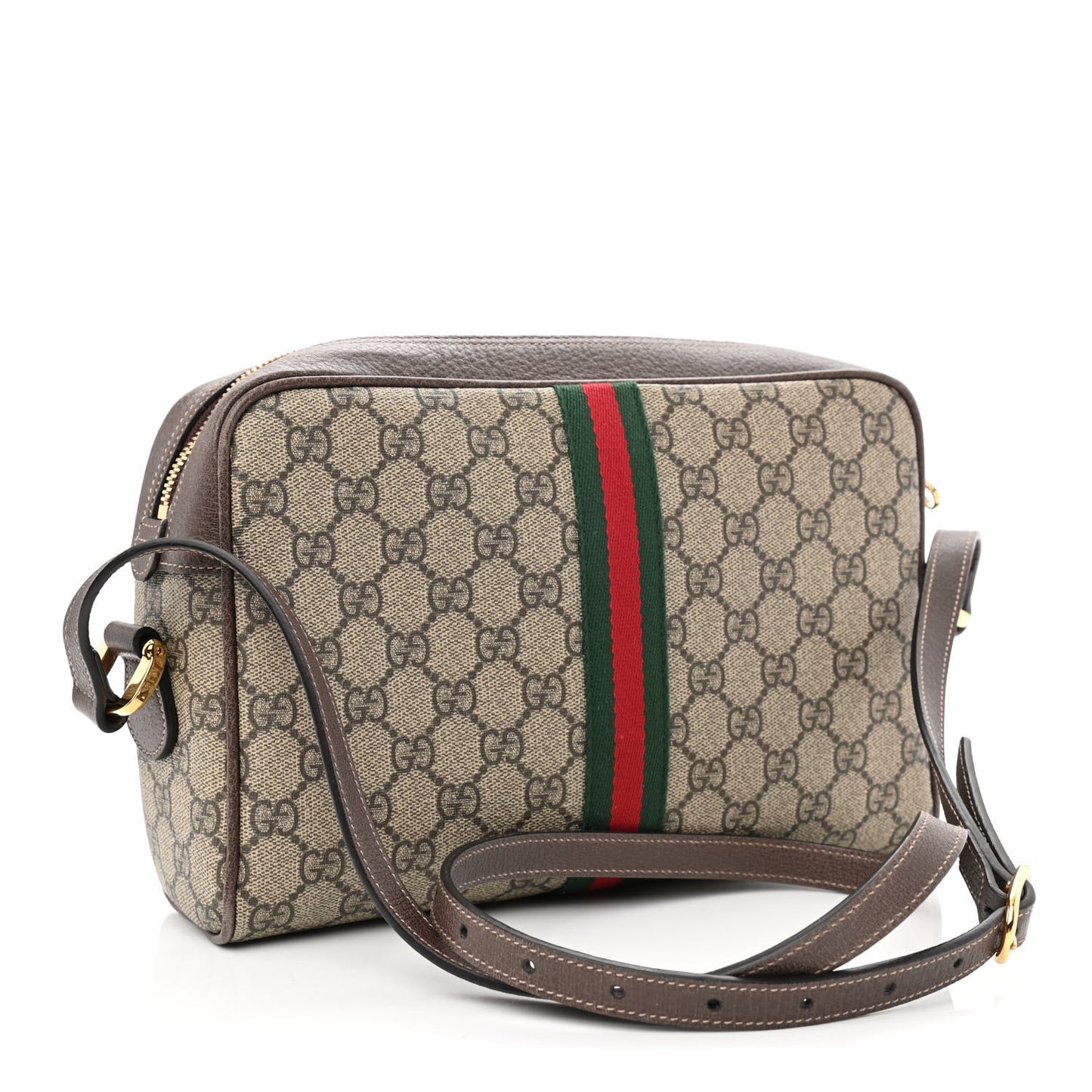 GG Supreme Monogram Web Small Ophidia Shoulder Bag Brown
