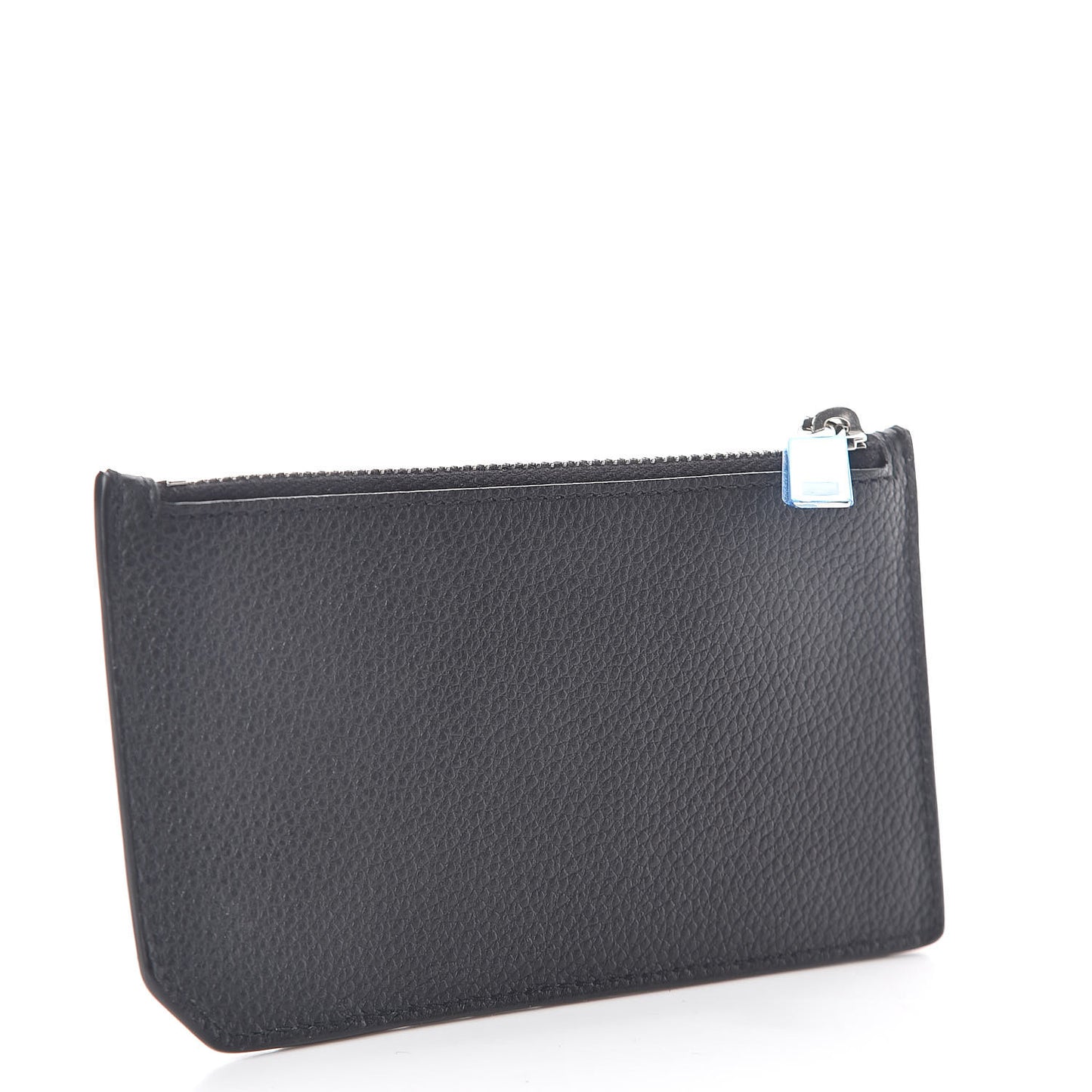 Grained Calfskin 5 Fragments Zip Pouch Card Holder Black