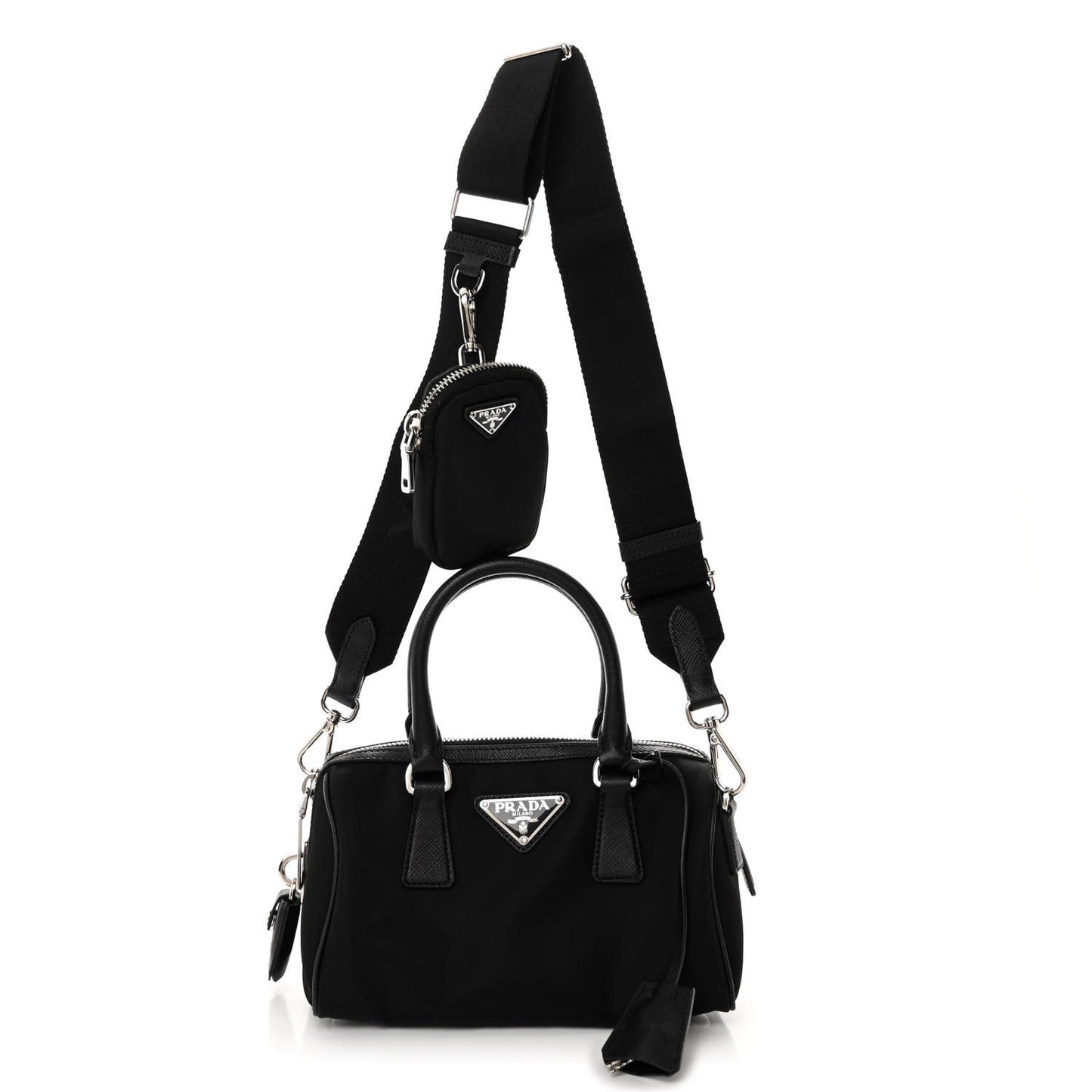 Nylon Saffiano Re-Edition 2005 Top Handle Crossbody Bag Black