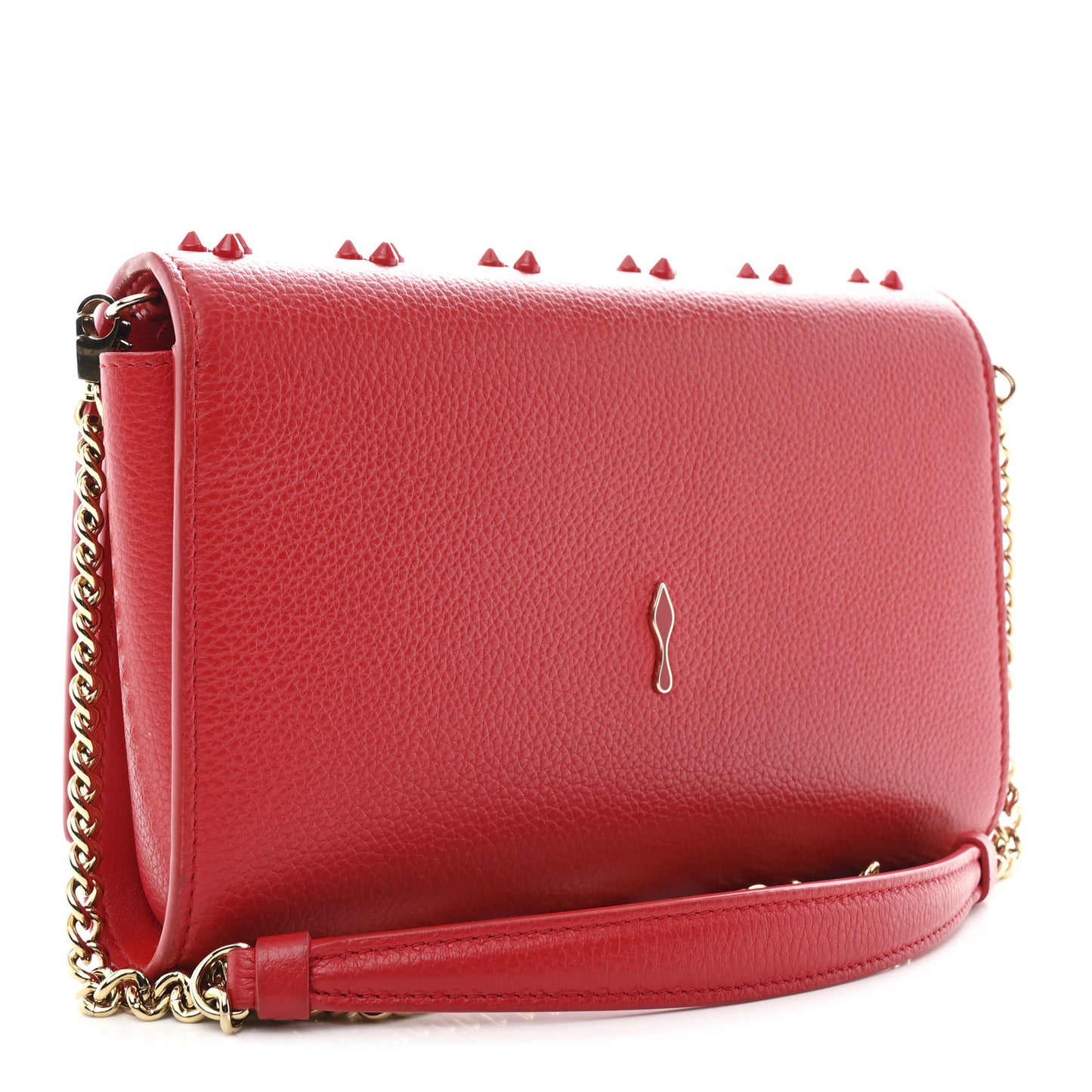 Calfskin Spikes Loubinthesky Paloma Clutch Red