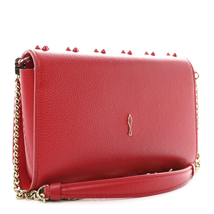 Christian Louboutin Calfskin Spikes Loubinthesky Paloma Clutch Red 3 of 13