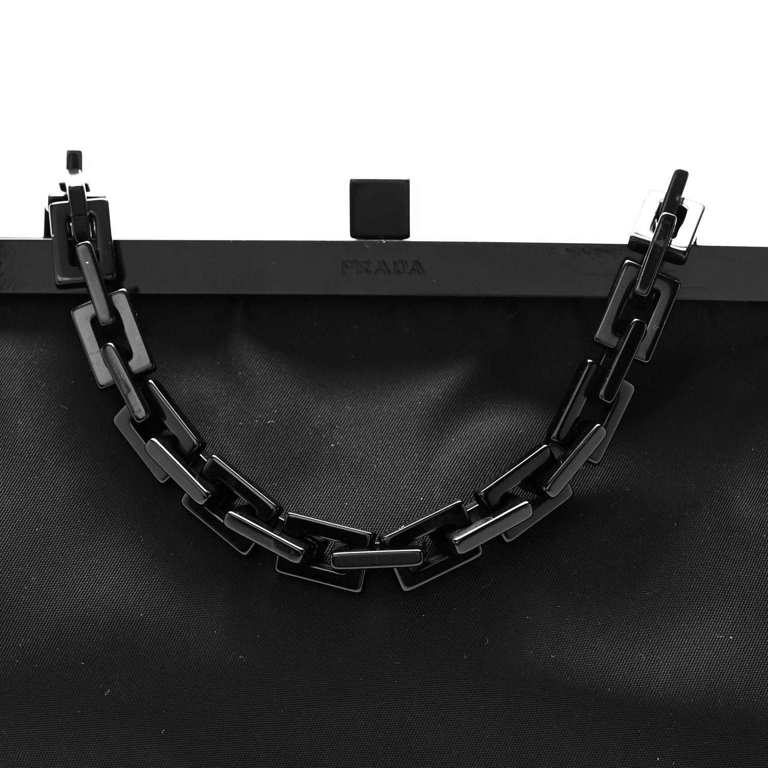 Prada Tessuto Nylon Kisslock Frame Shoulder Bag Black 7 of 9