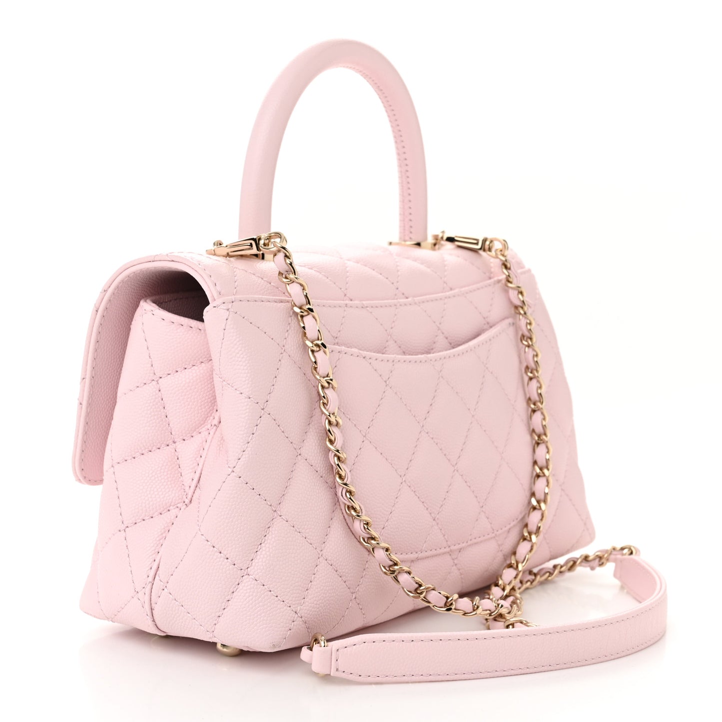 Caviar Quilted Mini Coco Handle Flap Light Pink