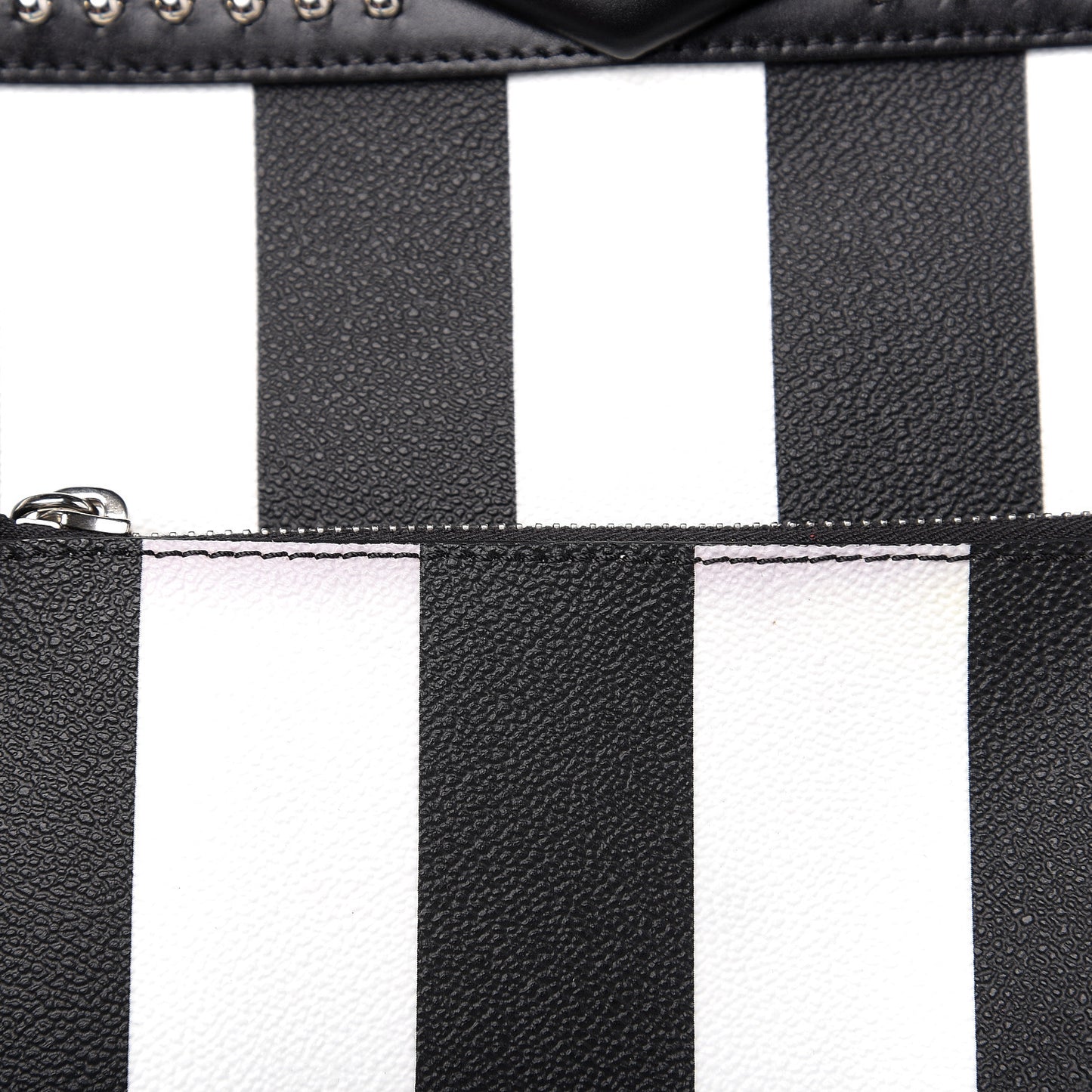 Coated Canvas Striped Large Antigona Tote Black White