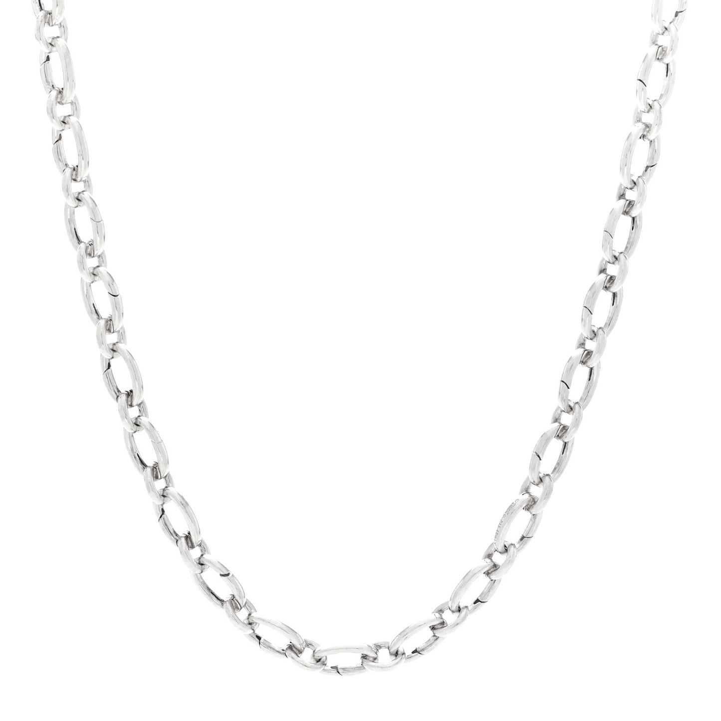 Sterling Silver Oval Clasping Link Necklace