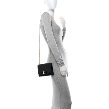 Salvatore Ferragamo Hammered Calfskin Mini Miss Vara Bow Chain Bag Black 2 of 10
