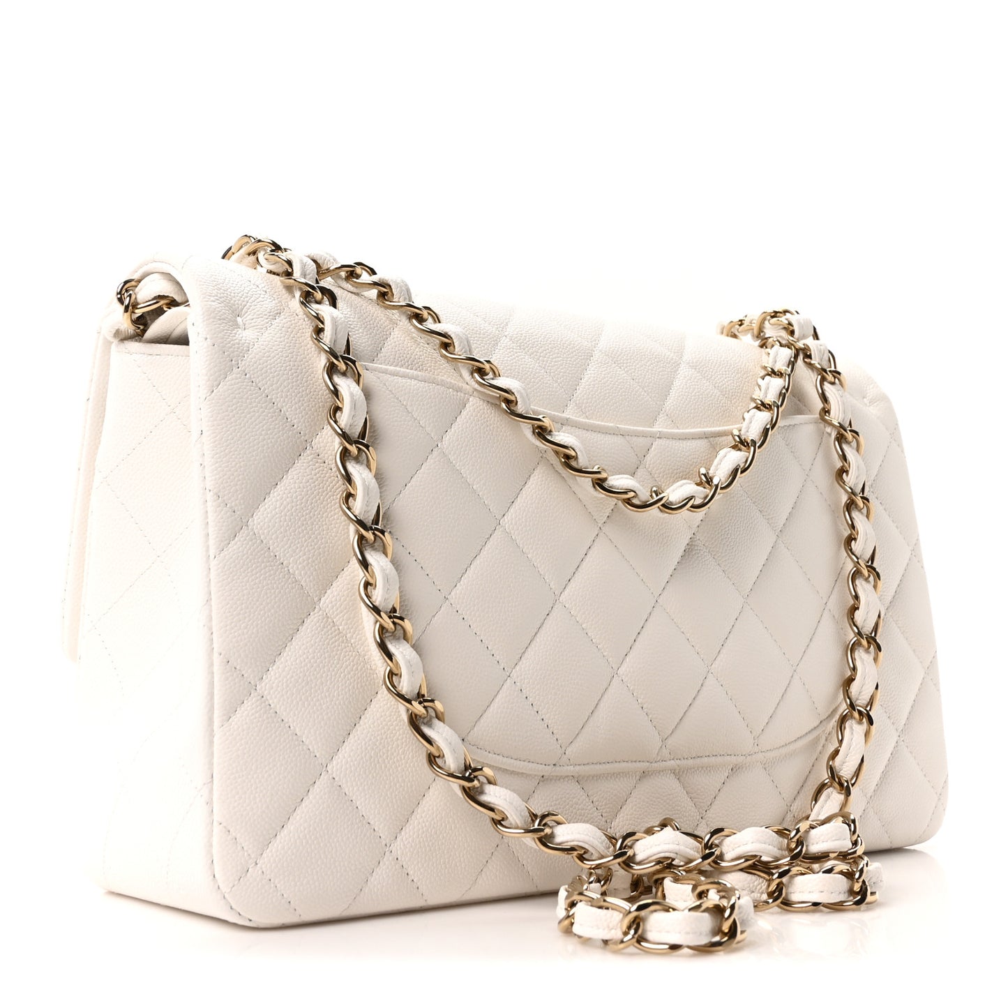 Caviar Quilted Jumbo Double Flap White