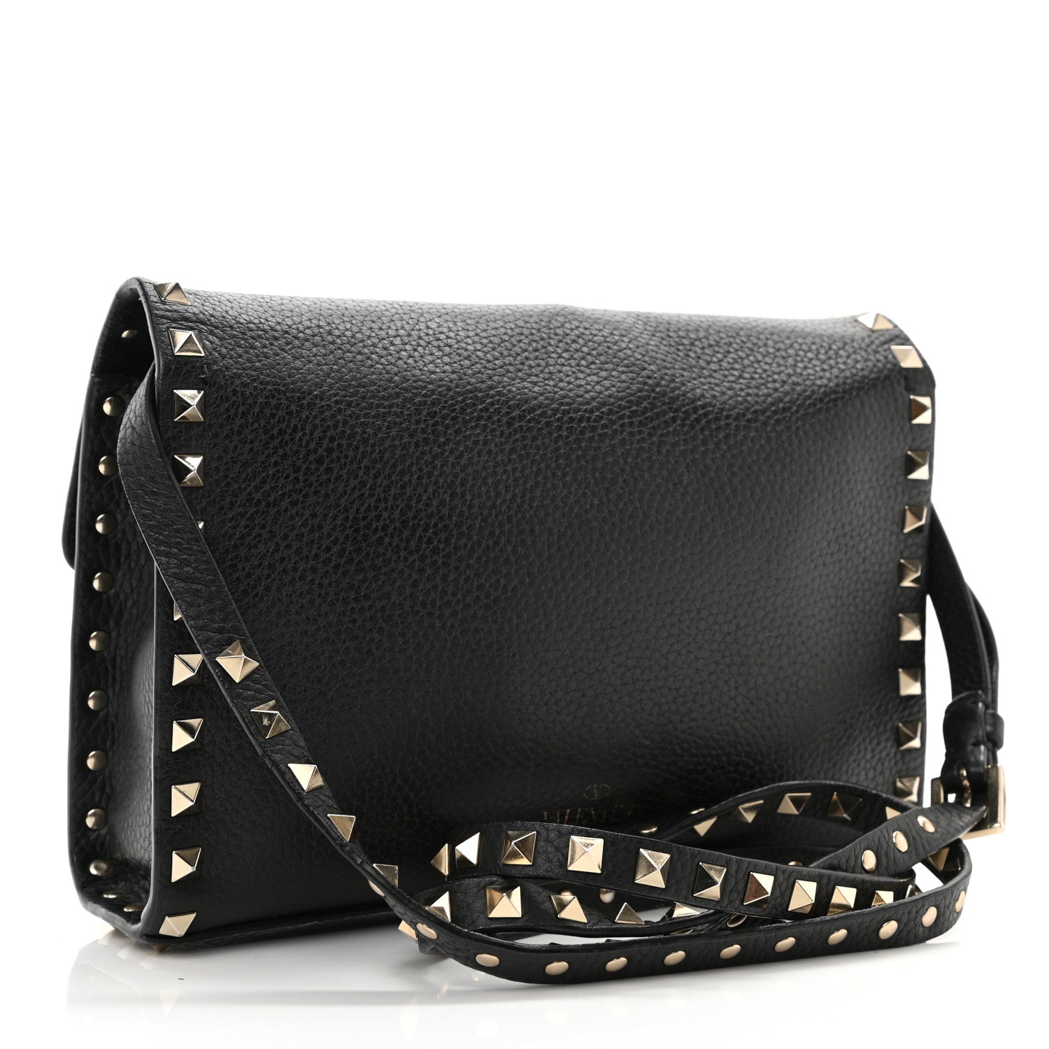 Valentino Garavani Pebbled Calfskin Medium Rockstud Flip Lock Crossbody Bag Black 2 of 11