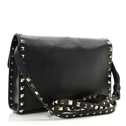 Valentino Garavani Pebbled Calfskin Medium Rockstud Flip Lock Crossbody Bag Black 2 of 11