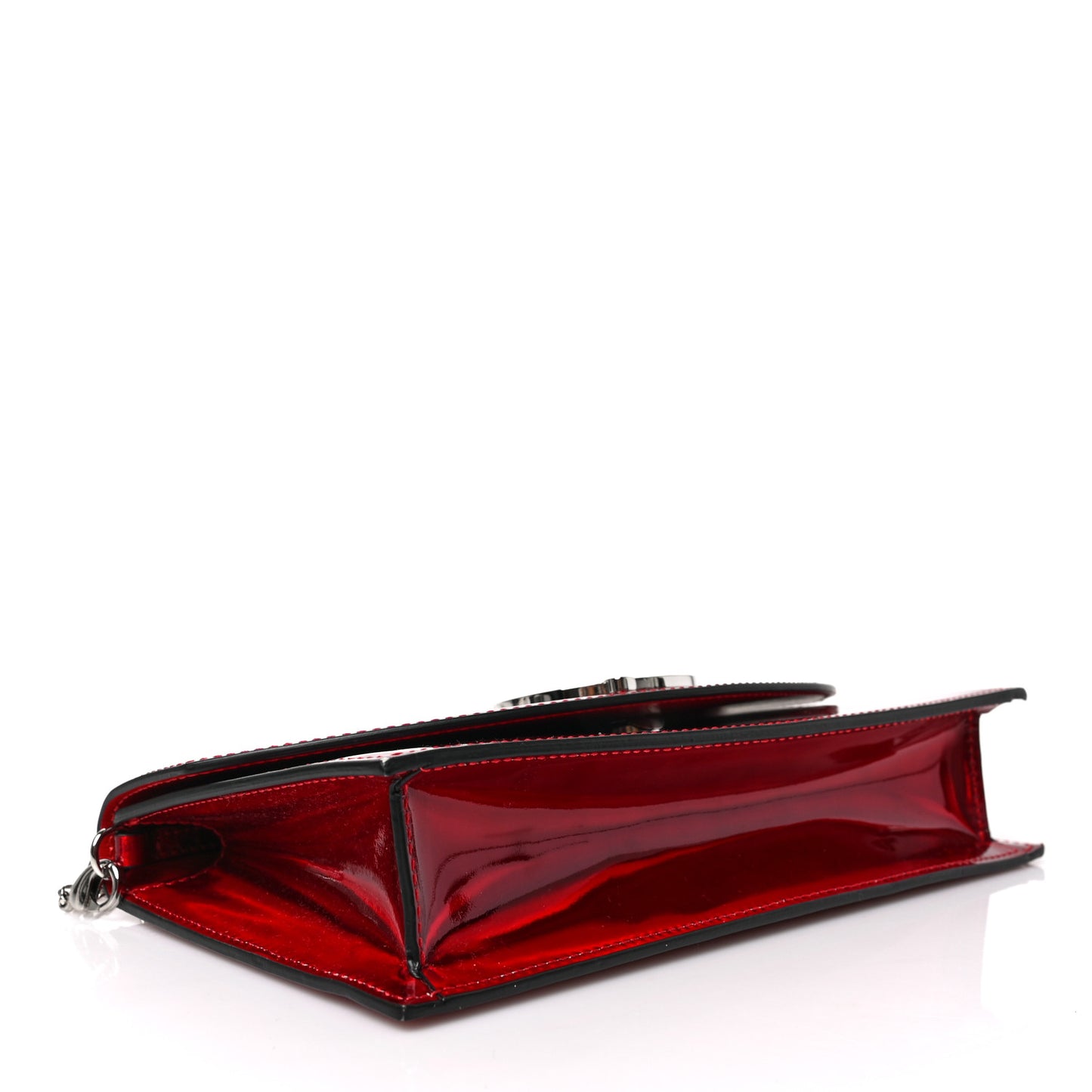 Metallic Calfskin Loubi54 Crossbody Clutch Red