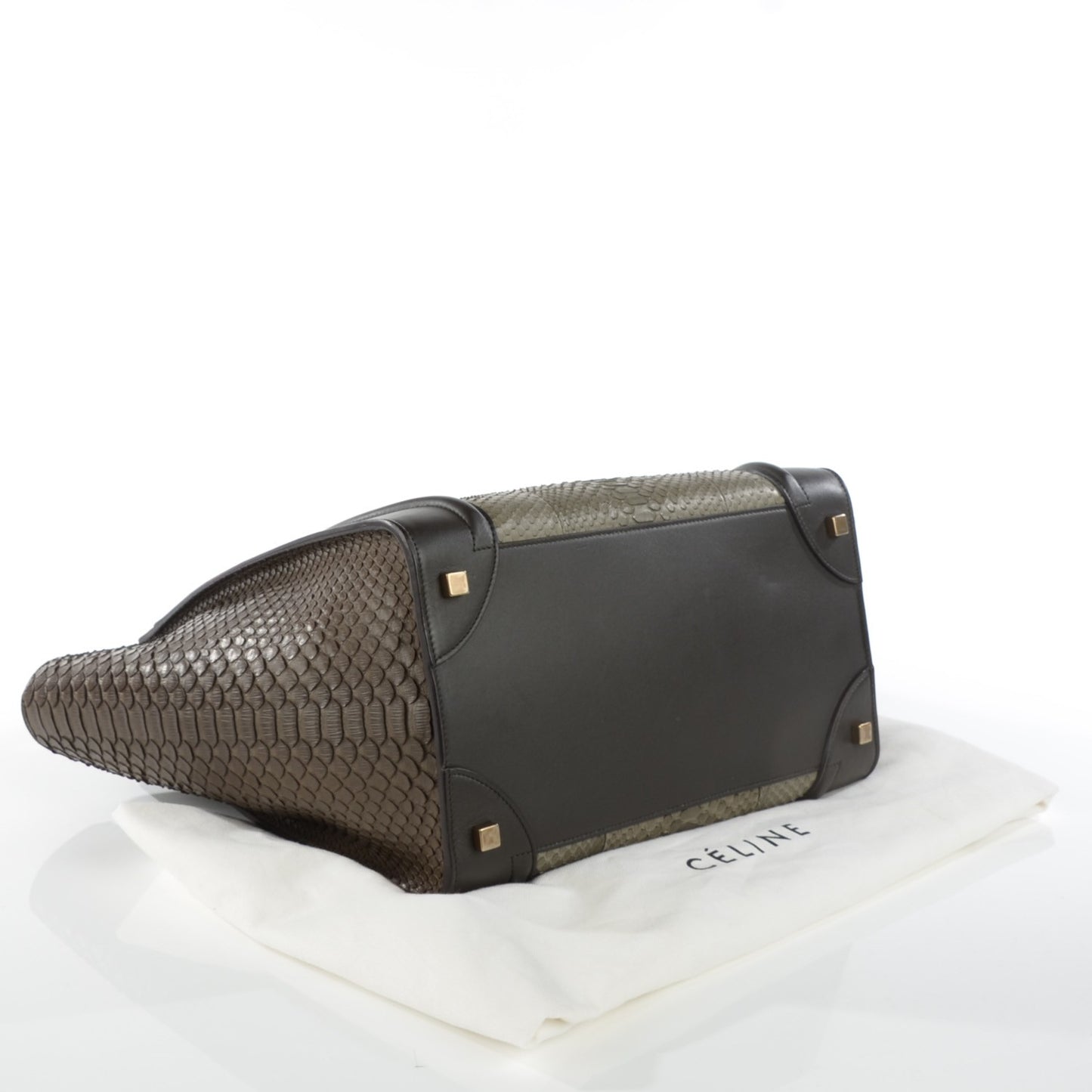 Python Smooth Calfskin Mini Tri-Color Luggage Khaki