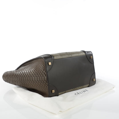 Celine Python Smooth Calfskin Mini Tri-Color Luggage Khaki 4 of 9