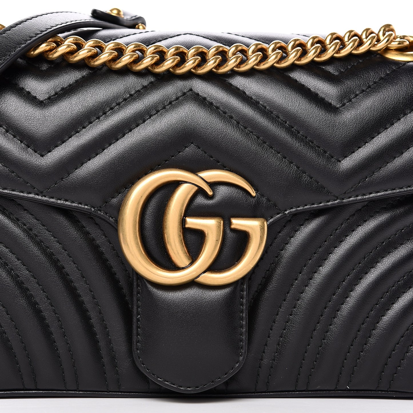 Calfskin Matelasse Small GG Marmont Shoulder Bag Black