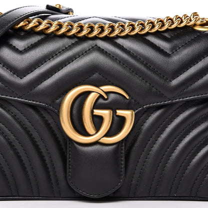 Gucci Calfskin Matelasse Small GG Marmont Shoulder Bag Black 13 of 13