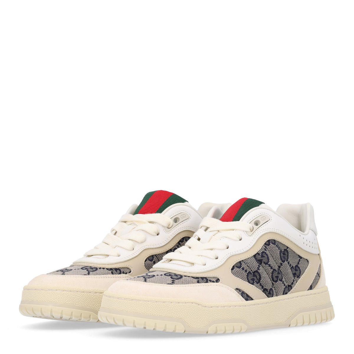 Gucci Calfskin Suede GG Monogram Re-Web Womens Sneakers 36.5 White Beige Blue 4 of 11